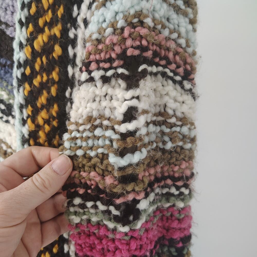 Free People FLAWED Technicolor Cardigan Sweater Duster Fringe Boho L - Picture 7 of 16